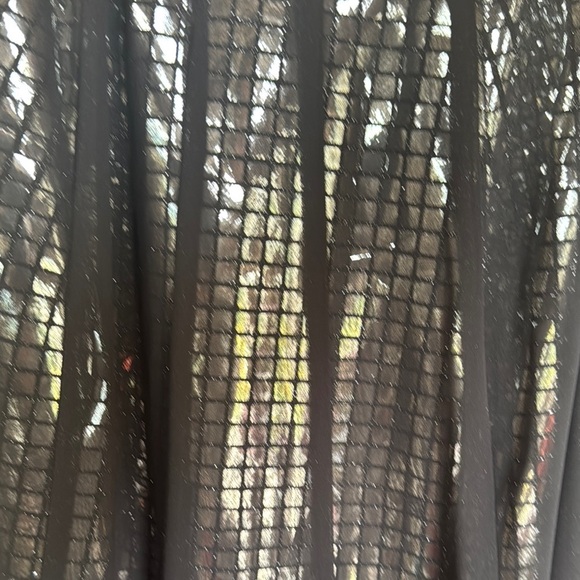 Black Cocktail Dress with Metallic Silver Slip and a mesh black overlay - Picture 3 of 8